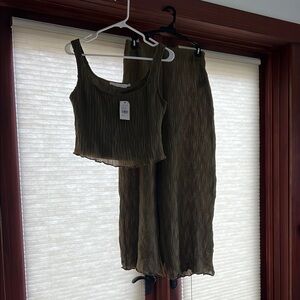 Astr Olive Green Women's Pencil Skirt Set